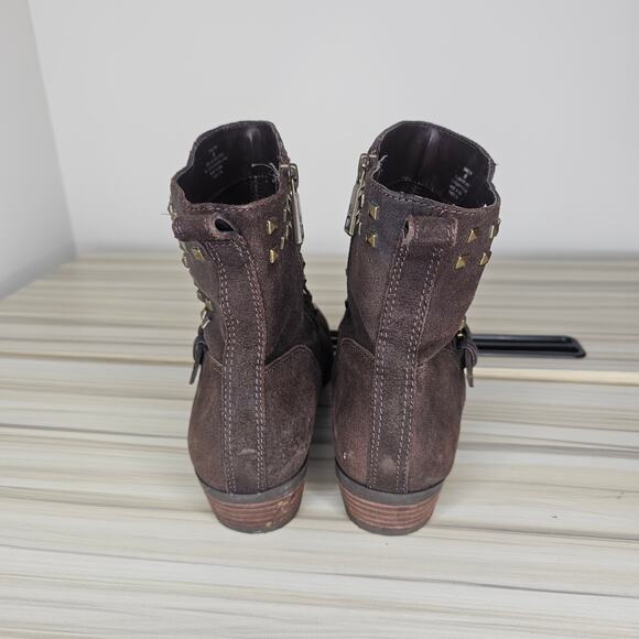 Lauren Ralph Lauren Brown Shaelynn Studded Suede Ankle Boots Size 8 - Picture 6 of 11